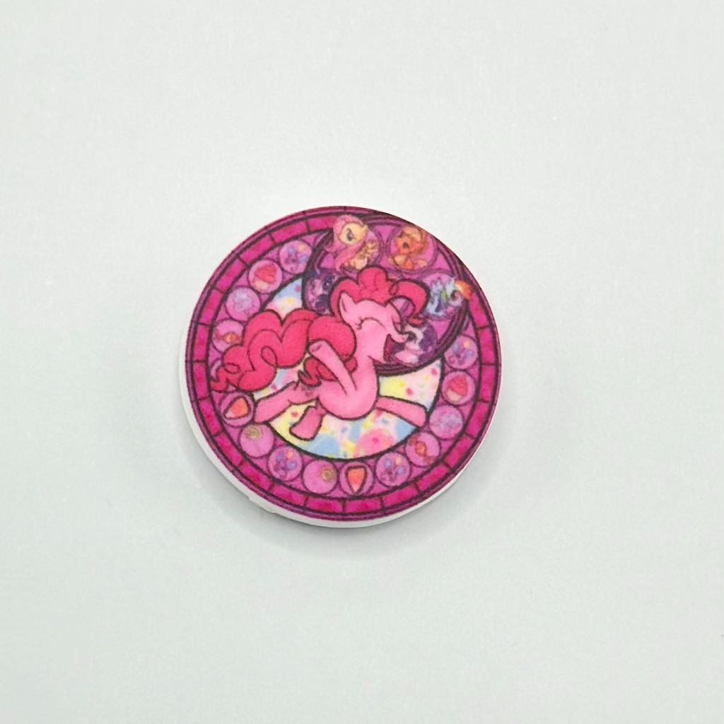 Pinki My Little Pink Horse Pony Happy Round Silicone Focal Beads