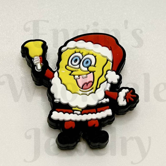 Cartoon Sponge Christmas Santa Bell Silicone Focal Beads