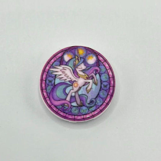 Purple Universe Unicorn for Princess Pony Round Silicone Focal Beads