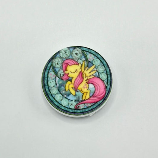 My Little Yellow Horse Pony with Pink Tail Silicone Focal Beads