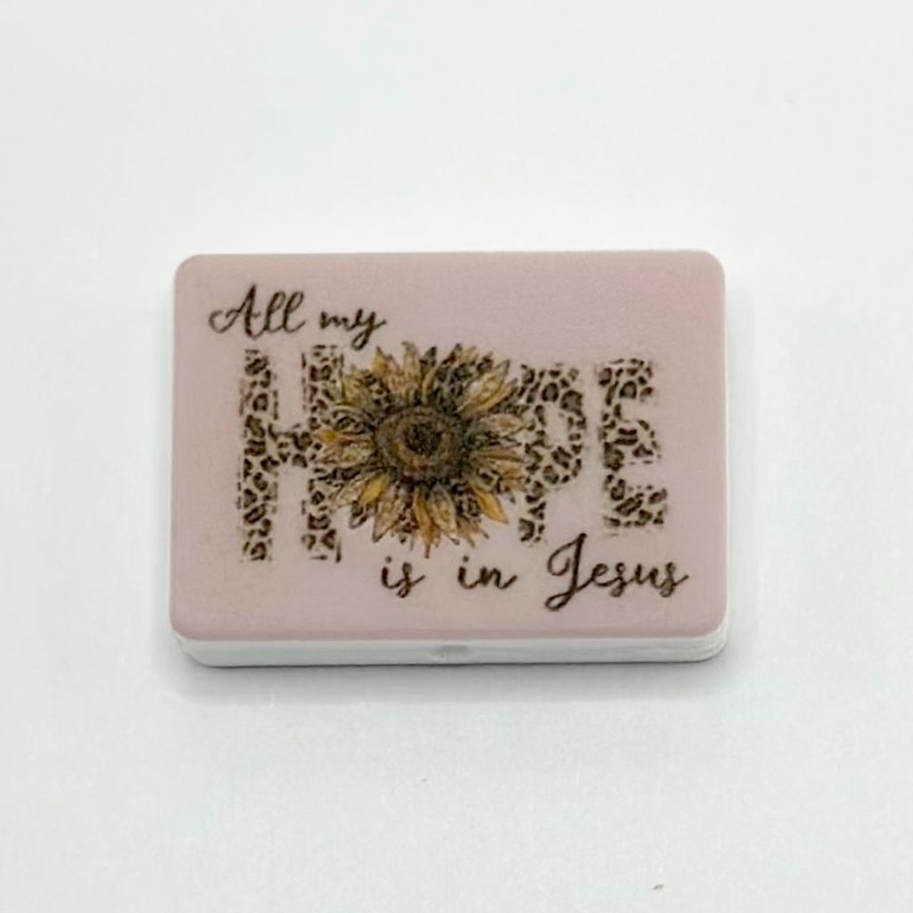 All my Hope is in Jesus Religious Christianity Jaguar Print, Sunflower Silicone Focal Beads