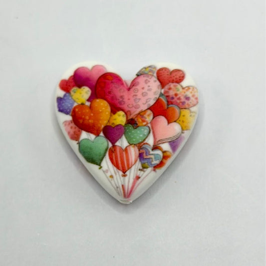 Multicolored Heart Shaped Love Balloons Silicone Focal Beads