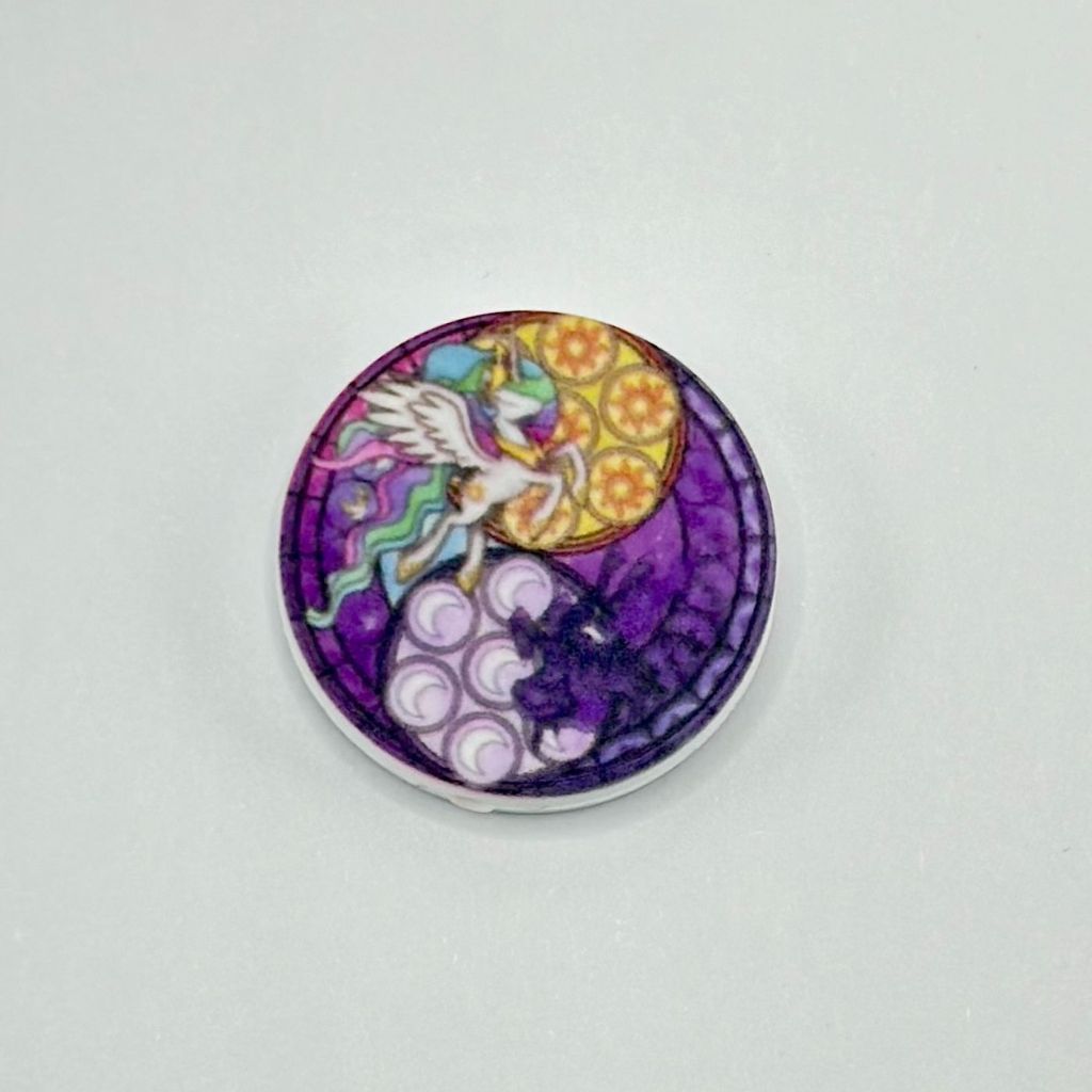 My Little Purple Horse Pony Space Princess Ying Yang Round Silicone Focal Beads