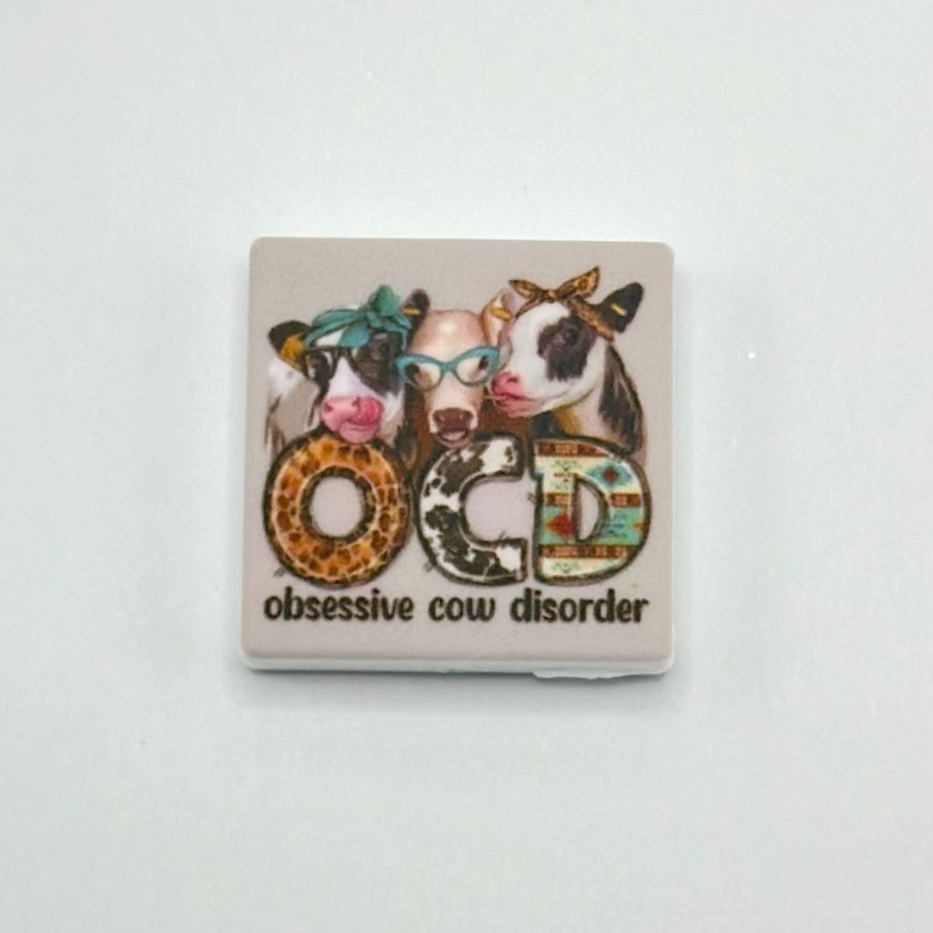 Bald Cow Two Cows OCD Obsessive Cow Disorder Silicone Focal Beads