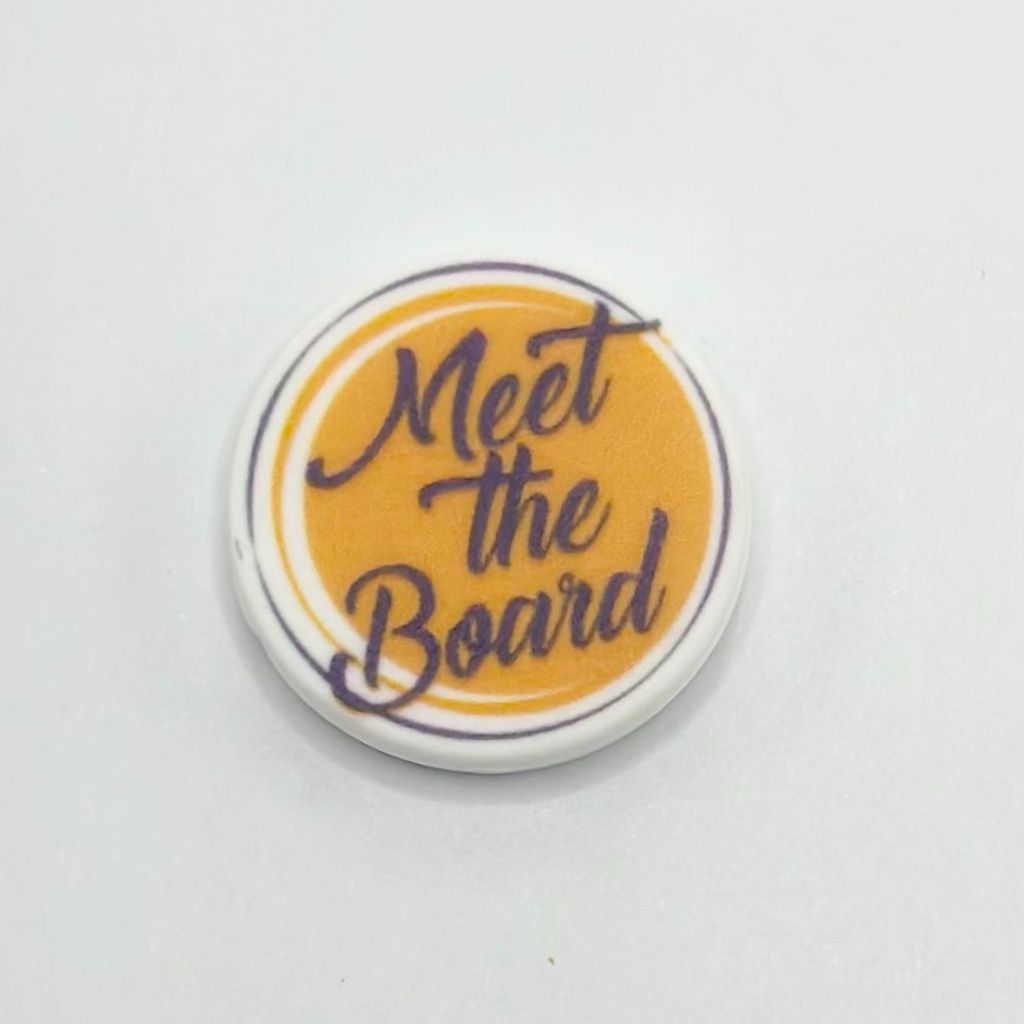 Yellow Round Beads with Text ''Meet the Board'' Captain Silicone Focal Beads