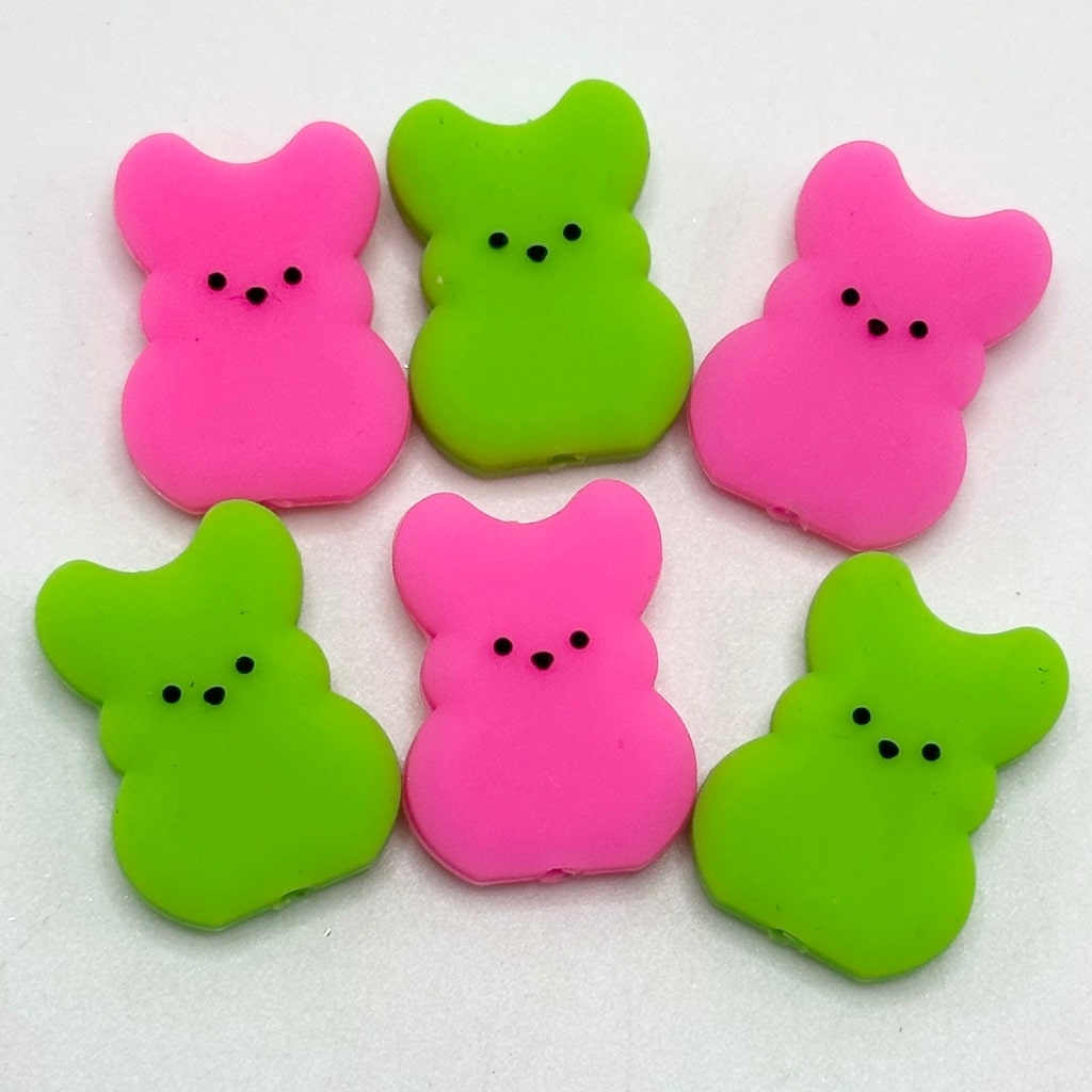 Green Bear And Pink Bear, Teddy Bears, Friendship, Soft, Silicone Focal Beads Random Mix