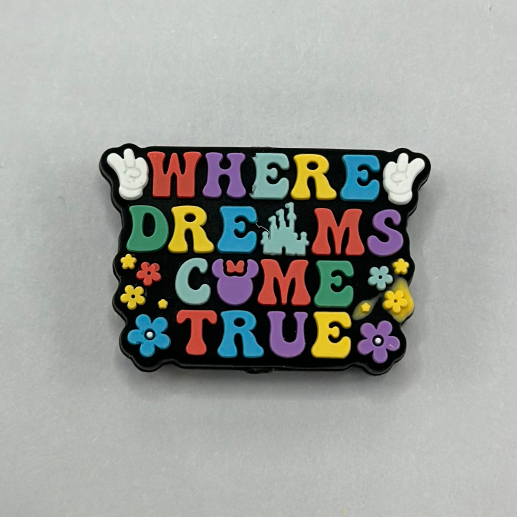 Where Dreams Come True Colorful Text Silicone Focal Beads