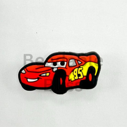 Red Sports Car Vehicle Silicone Focal Beads