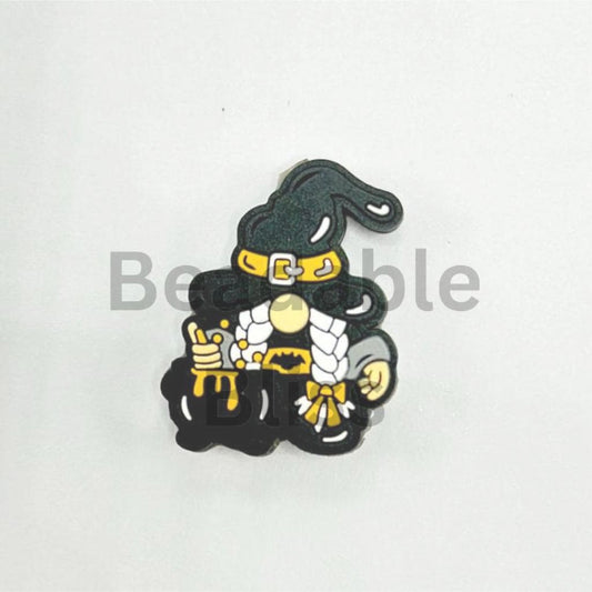 Halloween Gnome Dwarf Holds Witch's Brew Silicone Focal Beads