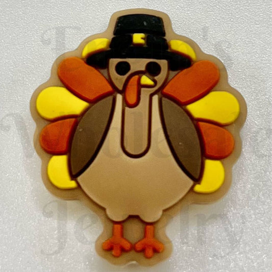 Cool Christmas Turkey with Hat Silicone Focal Beads