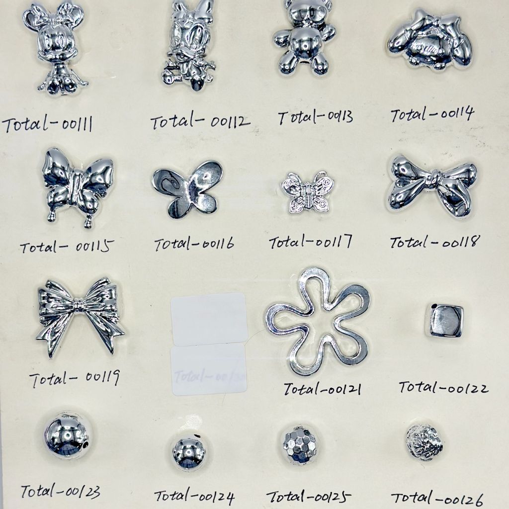 Silver Color Acrylic Beads in Various Shapes & Figures, Random Mix