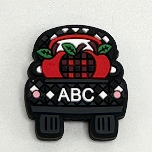 Teacher ABC, Educator Car, Learning, Checkered Apple, Silicone Focal Beads