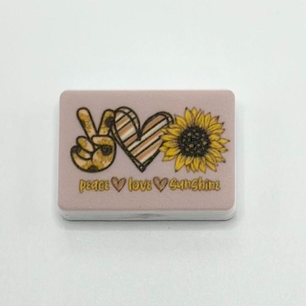 Peace Love Sunshine Sunflower Victory Sign and Heart Silicone Focal Beads