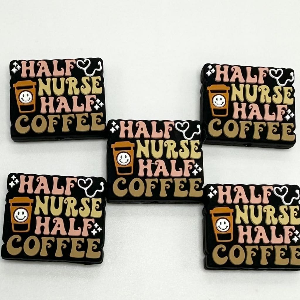 Half Nurse Half Coffee Design, Smiling Face Coffee Silicone Focal Beads