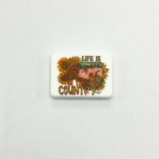 Cows and Pigs "Life is Better in the Country" Silicone Focal Beads