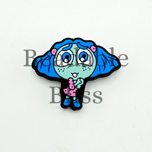 Disni Cartoon Character Blue Hair Girl Silicone Focal Beads