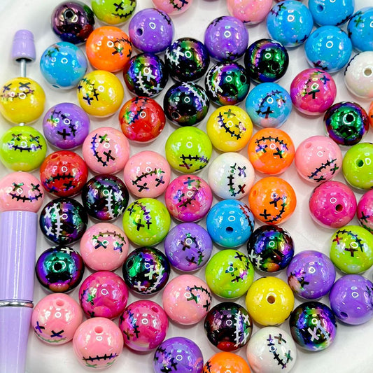 Halloween Series Colorful Acrylic Beads in Glossy Solid Colors Random Mix, 16mm