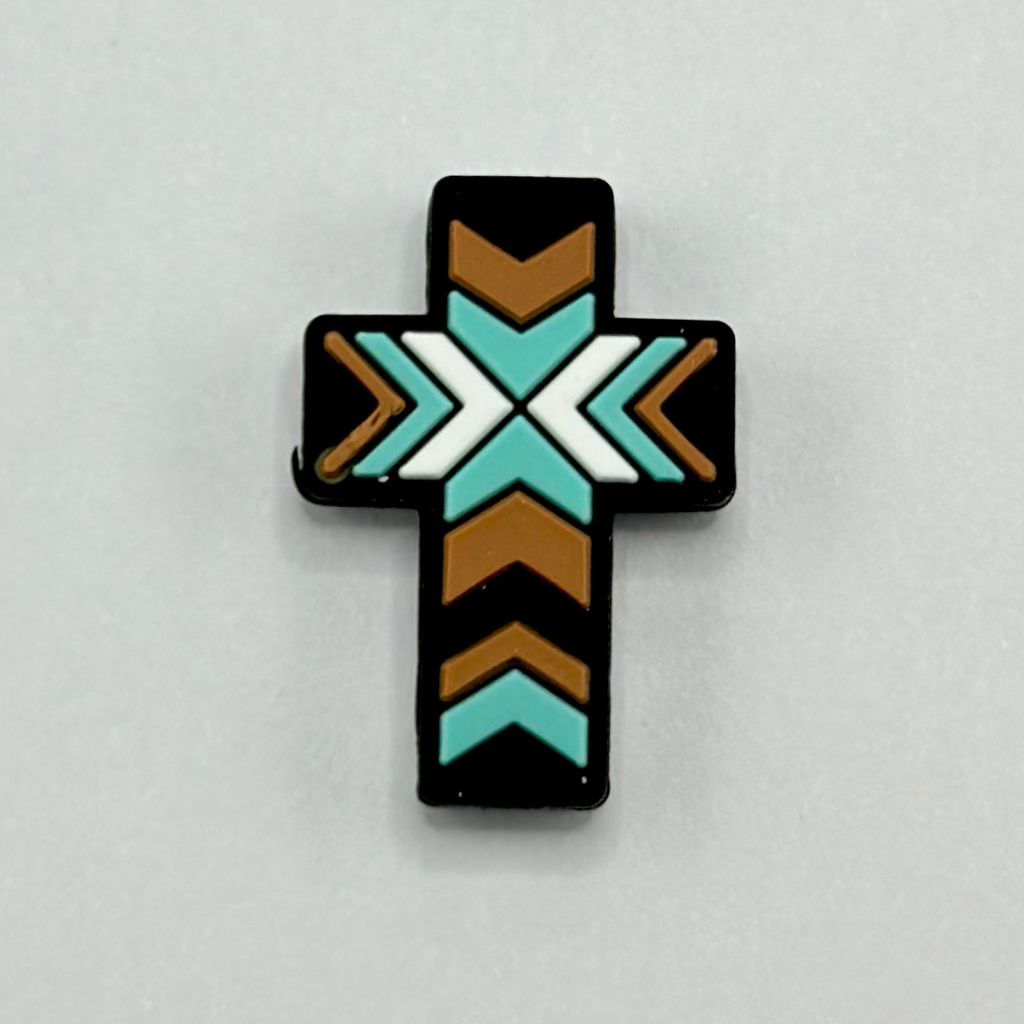 Arrow Signs Religious Aztec Print Cross Silicone Focal Beads