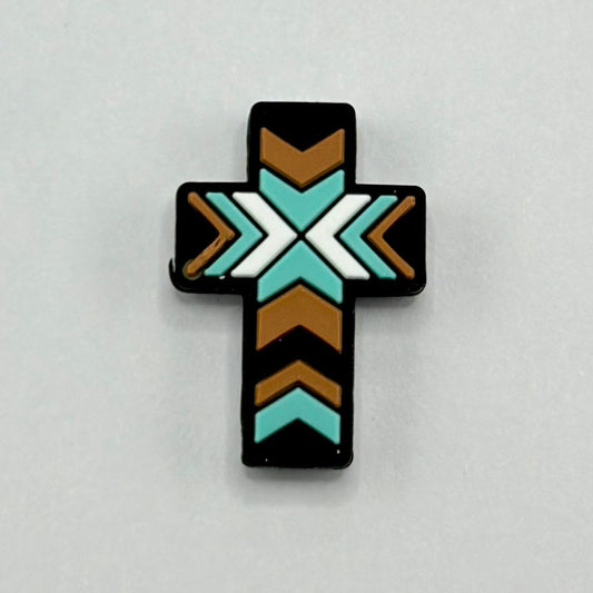 Arrow Signs Religious Aztec Print Cross Silicone Focal Beads