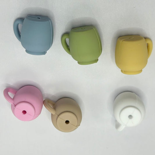 Plain Cup Mug Glass Shaped 3D Silicone Focal Beads in Solid Colors