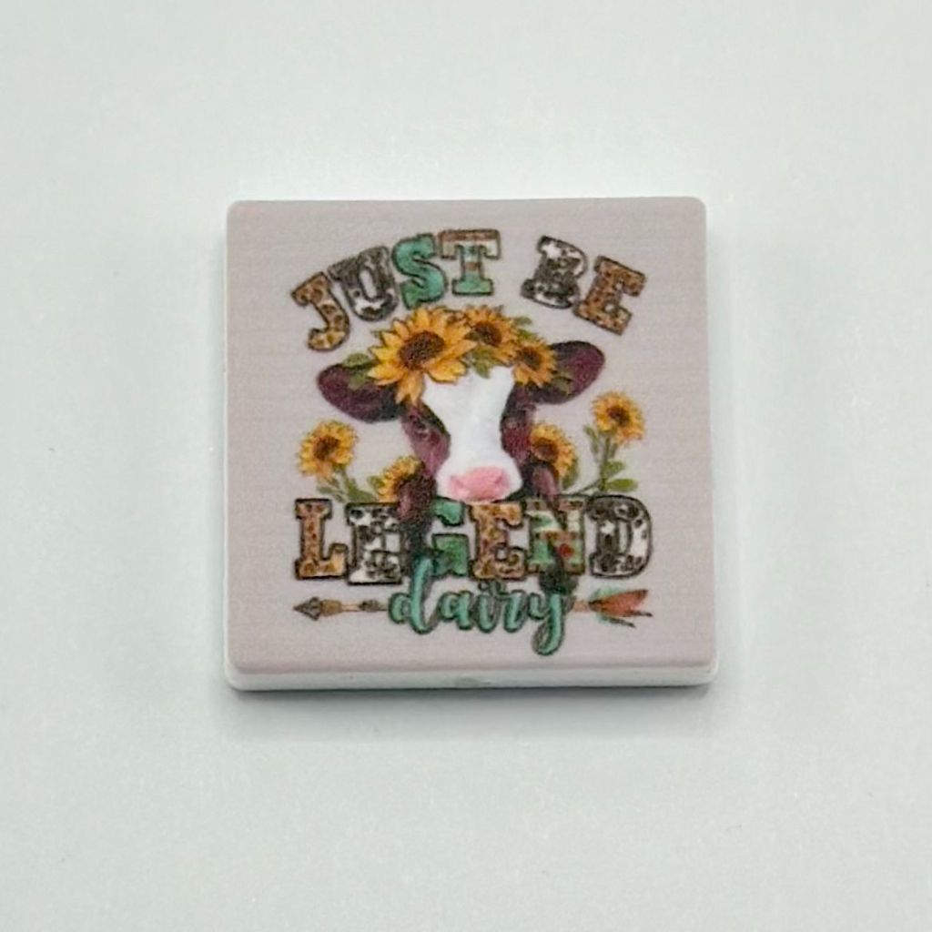 Cute Cow with Garland "Just be Legend Dairy" Silicone Focal Beads