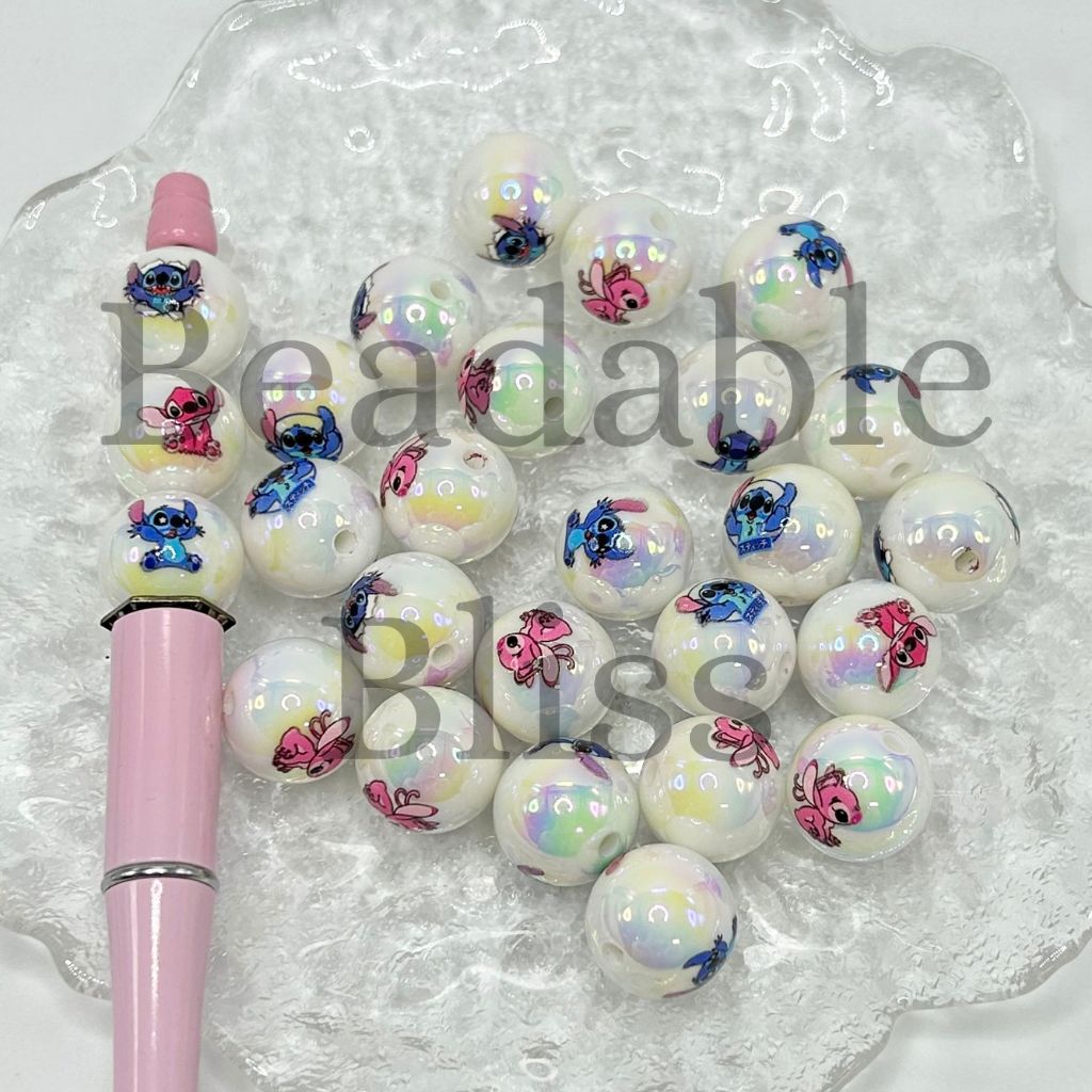 Stich Round Beads, Pearl Color UV Finish Acrylic Beads, 16mm