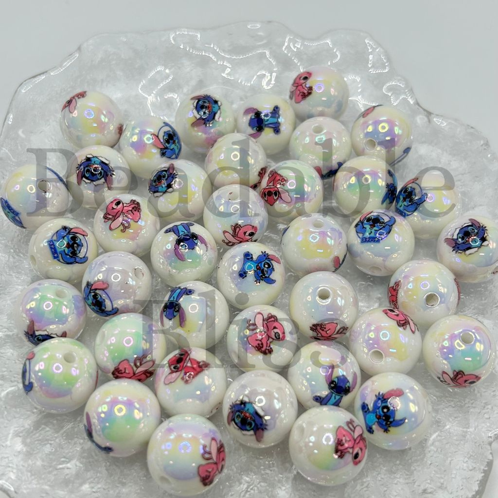 Stich Round Beads, Pearl Color UV Finish Acrylic Beads, 16mm