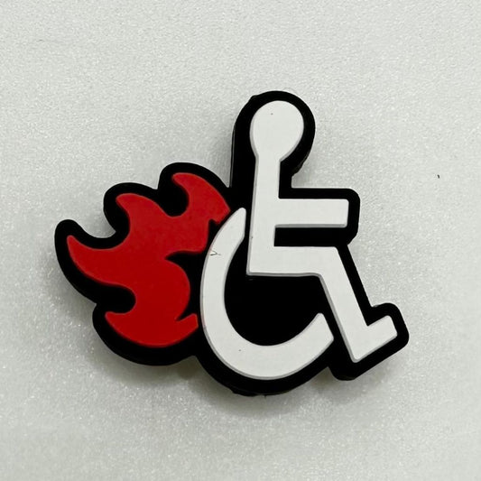 Flaming Wheelchair, Hot Wheel Chair, Disabled Impatient Silicone Focal Beads