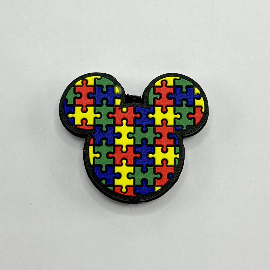 Colorful Mekey Cartoon Mouse Autism Head Puzzle Silicone Focal Beads