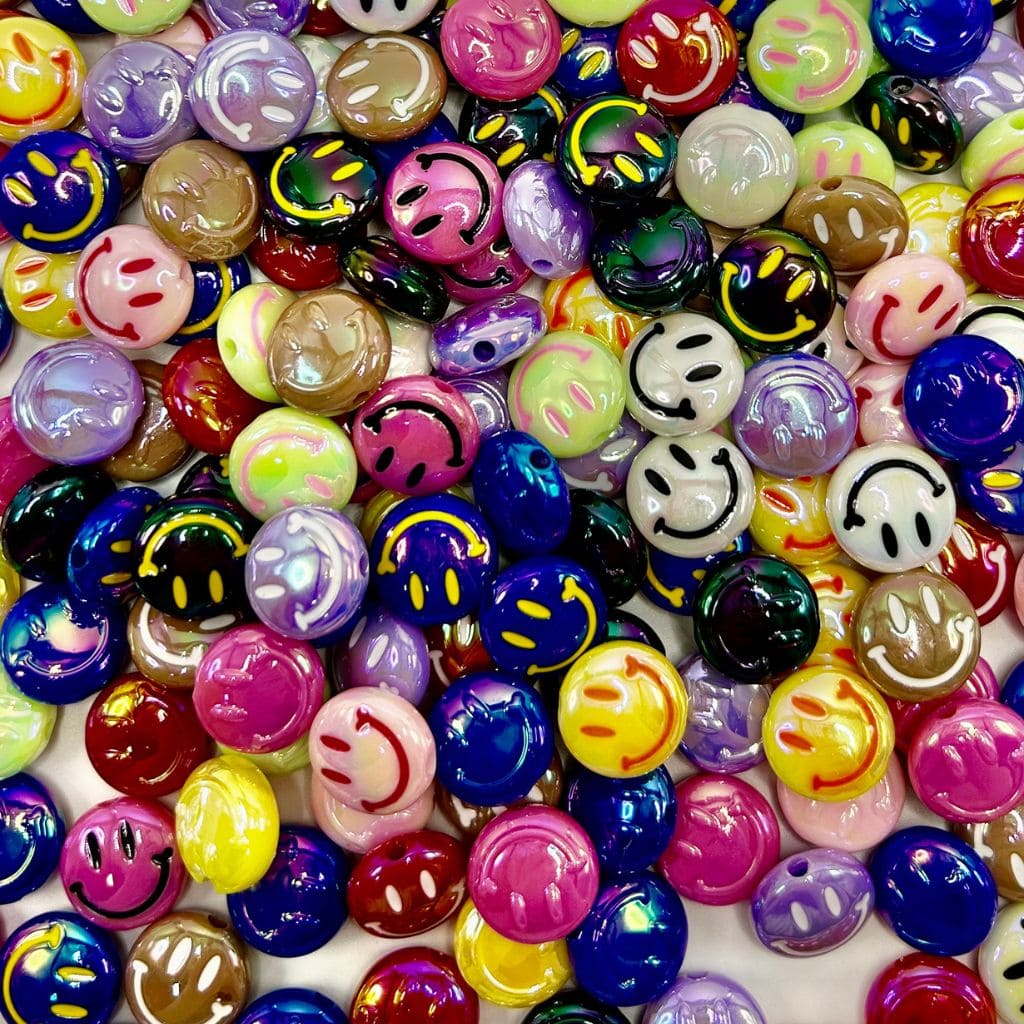 Smiley Emoji Round Acrylic Beads