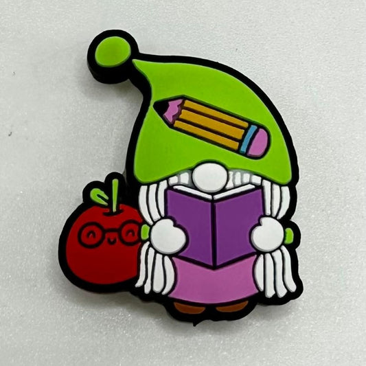 Teacher Girl Gnome, School Art, Halloween, Apple, Pencil Silicone Focal Beads