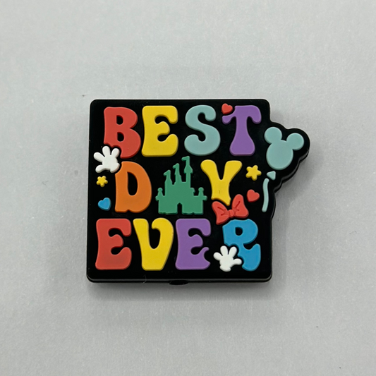 Best Day Ever Colorful Text Cartoon Style Silicone Focal Beads
