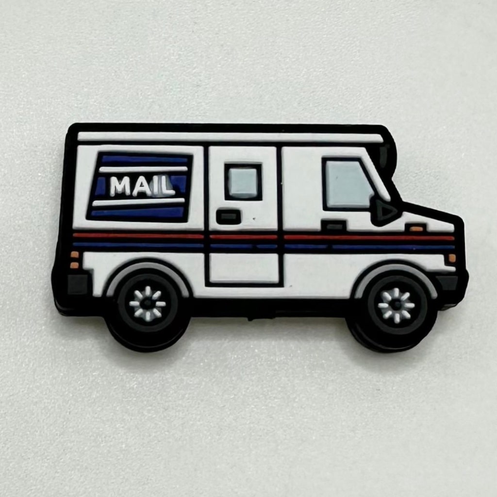 Post Office Delivery Mail Truck Cargo White Silicone Focal Beads