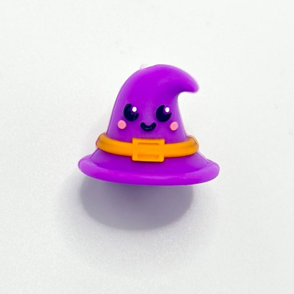 Purple Cute Wizard Hat with Smile Face Halloween 3D Silicone Focal Beads