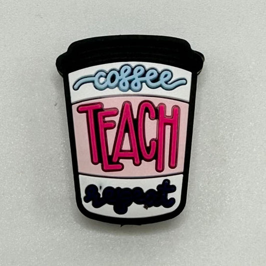 Coffee Teach Repeat Coffee Cup Shaped Teacher Silicone Focal Beads