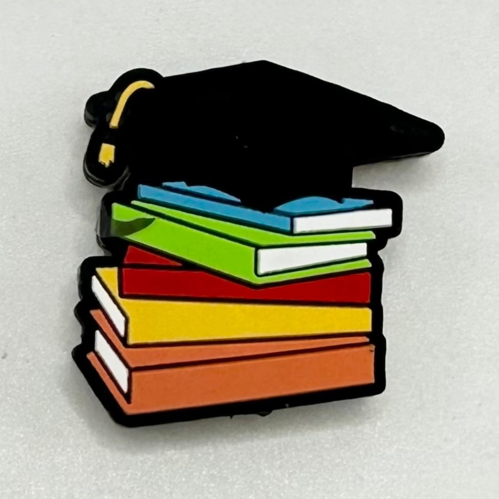 Graduation Hat With Book, Note Books, Education, School Decor, Silicone Focal Beads