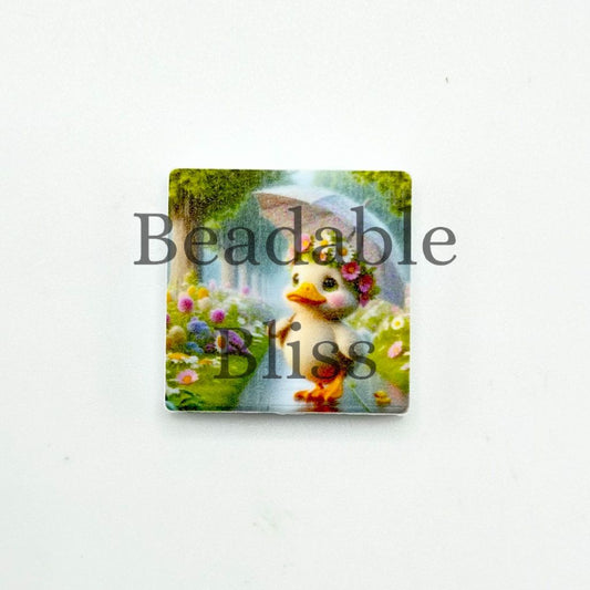 Cute Funny Duck Holding an Umbrella Silicone Focal Beads