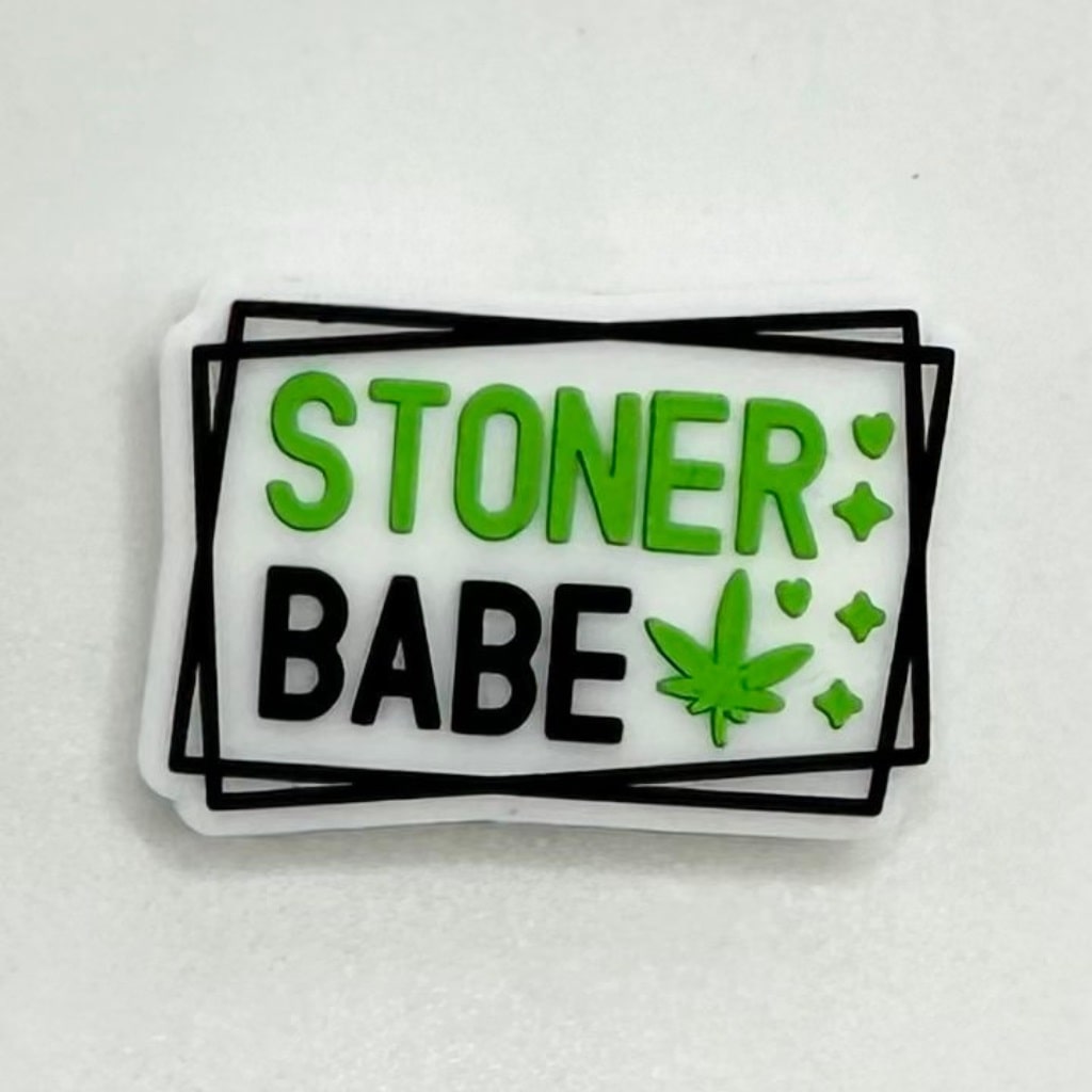 Stoner Babe, Stoner Stickers, Weed Hemp, Happy Leaf, Silicone Focal Beads