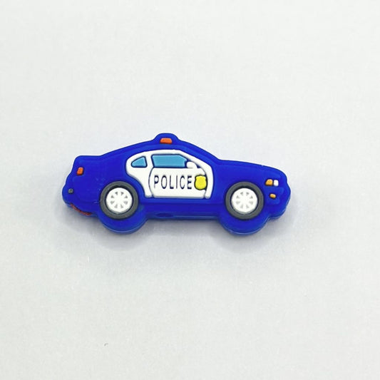 A Blue Police Car Cop Vehicle Silicone Focal Beads