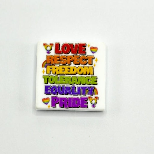 Love, Respect, Freedom, Tolerance, Equality, Pride Silicone Focal Beads