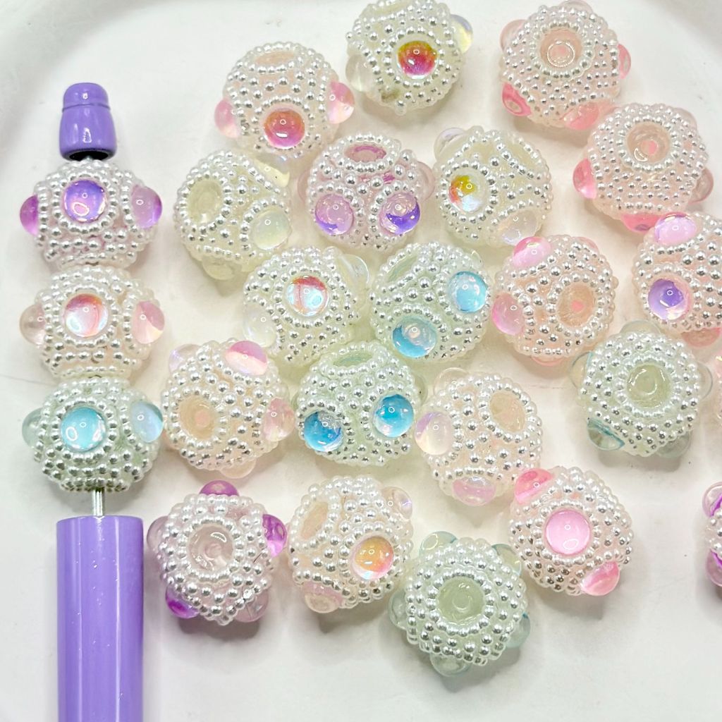 Sparkling Fancy Pearl Acrylic Beads, 15*17.5mm Random Mix