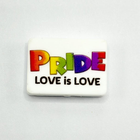 White Bead With Colorful Text ''Pride, Love is Love'' Silicone Focal Beads