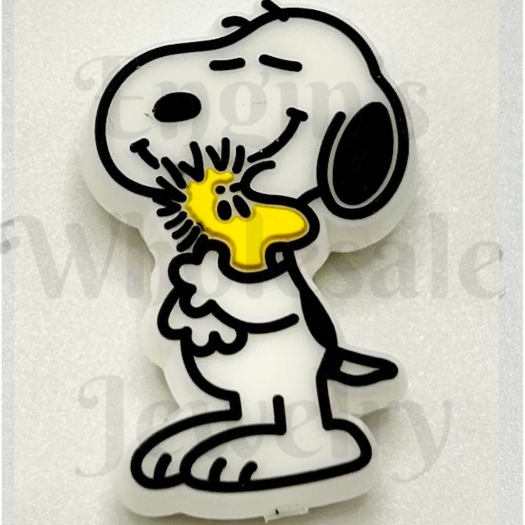 Cartoon Dog White Snoop Silicone Focal Beads