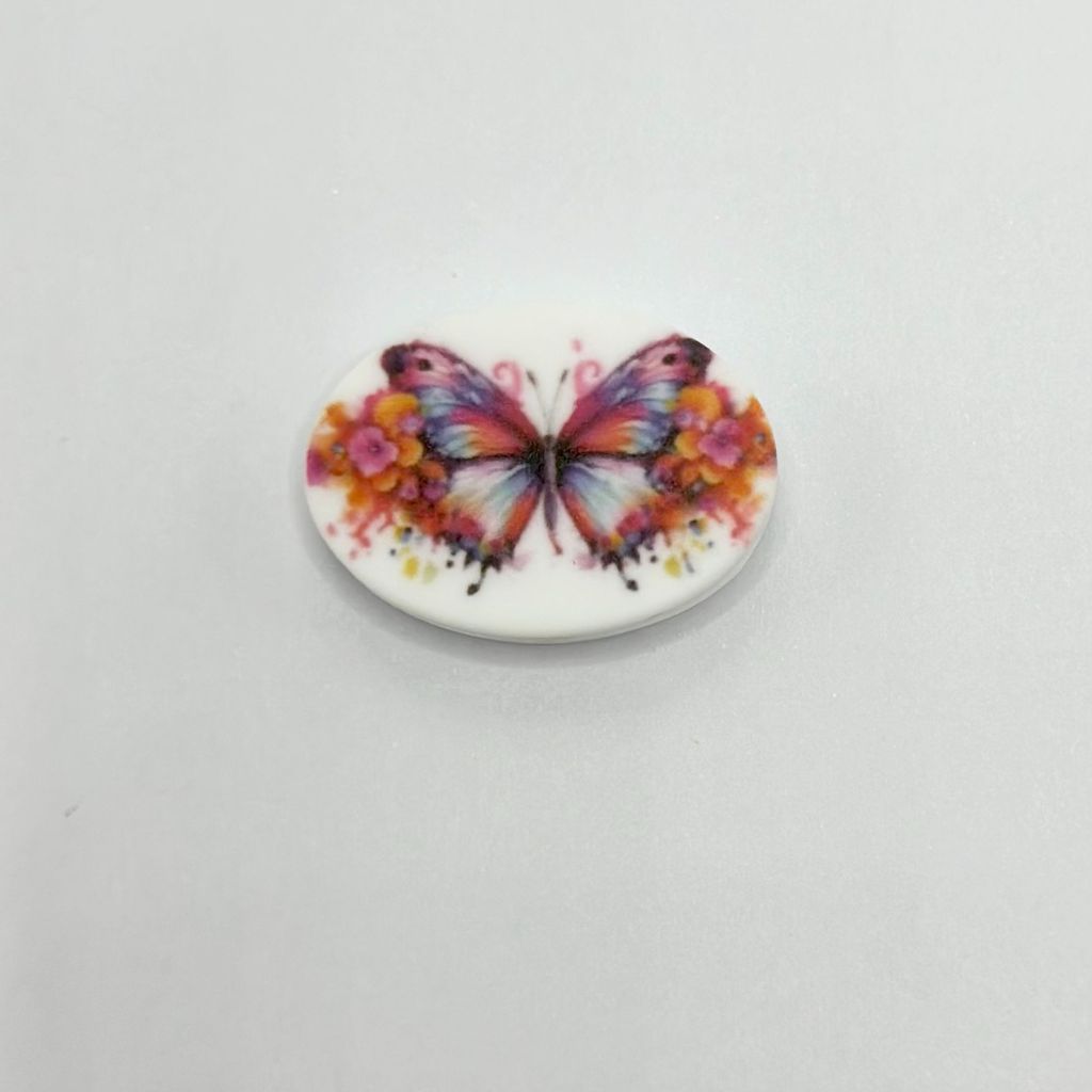 Ellipse Colorful Butterfly and Flowers Silicone Focal Beads