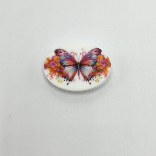 Ellipse Colorful Butterfly and Flowers Silicone Focal Beads