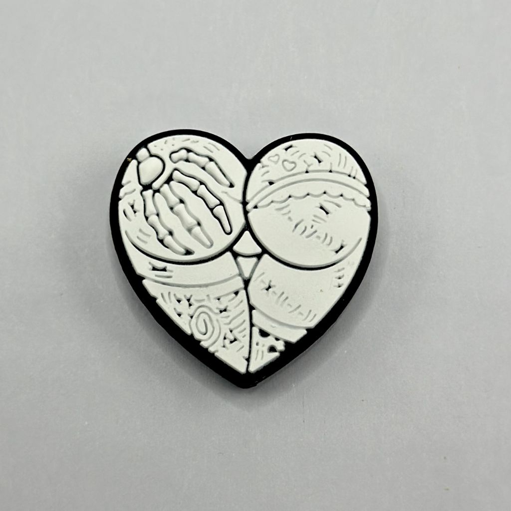 Bone Buttocks Heart Shaped Hand Skeleton Tattoo Print Silicone Focal Beads