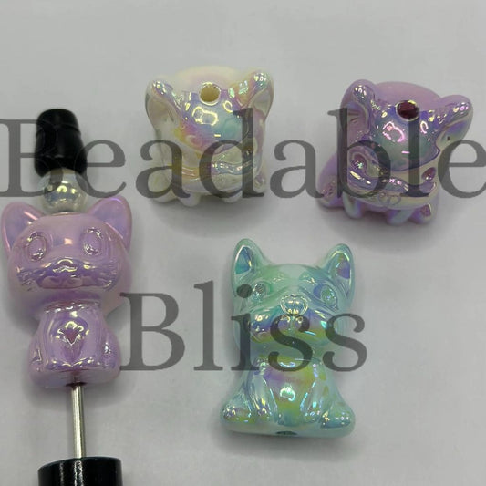 Cute Dog Puppy Cat Kitten Acrylic Beads with UV Finish 19*29mm