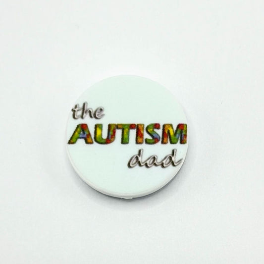 Round Bead with Colorful Text "The Autism Dad" Father Silicone Focal Beads