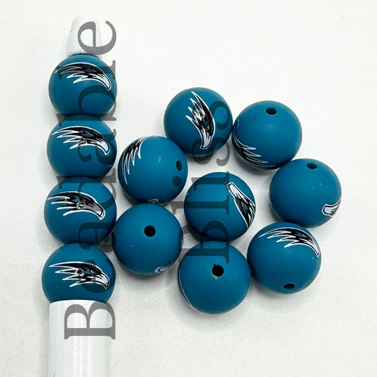 Philidelphia Football Sports Printed Silicone Beads 15mm