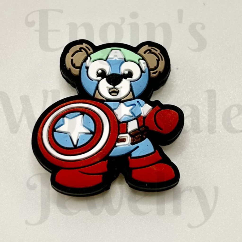 Teddy Bear Captain Super Hero Silicone Focal Beads Random Mix